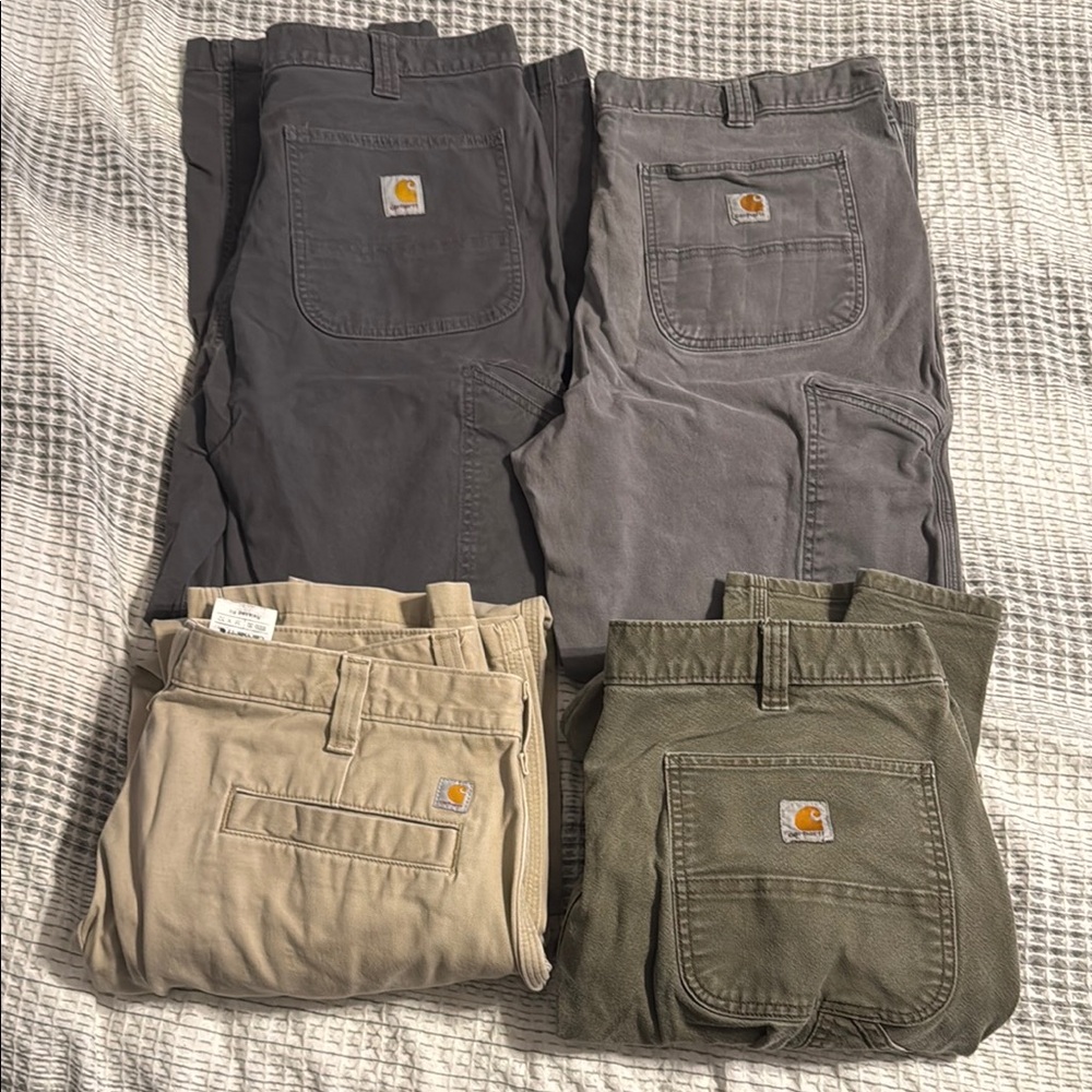 Carhartt Men's Pants - Gray, Tan, and Green